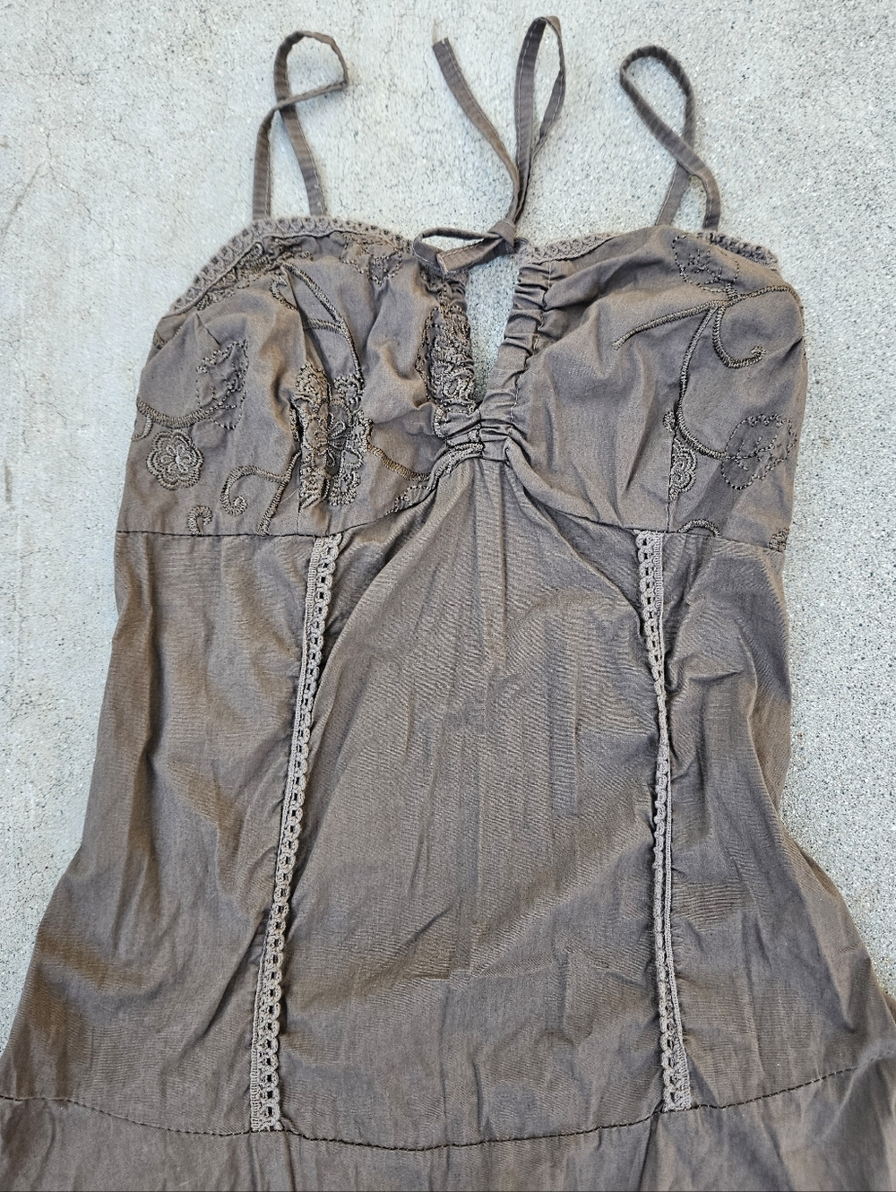 SUPER CUTE LACE DETAIL DRESS MADE IN ITALY SM/MED BEIGE LIKE NEW COTTON - Picture 4 of 7